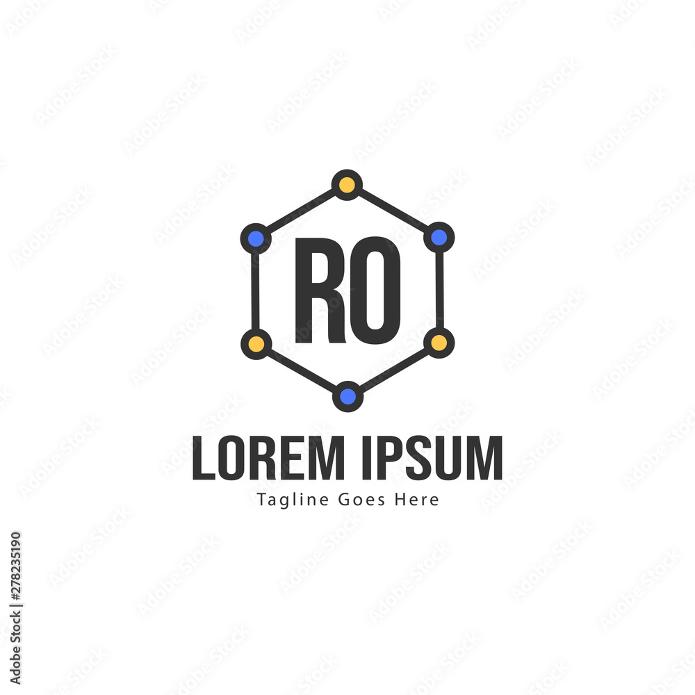 Initial RO logo template with modern frame. Minimalist RO letter logo vector illustration Initial RO logo template with modern frame. Minimalist RO letter logo vector illustration