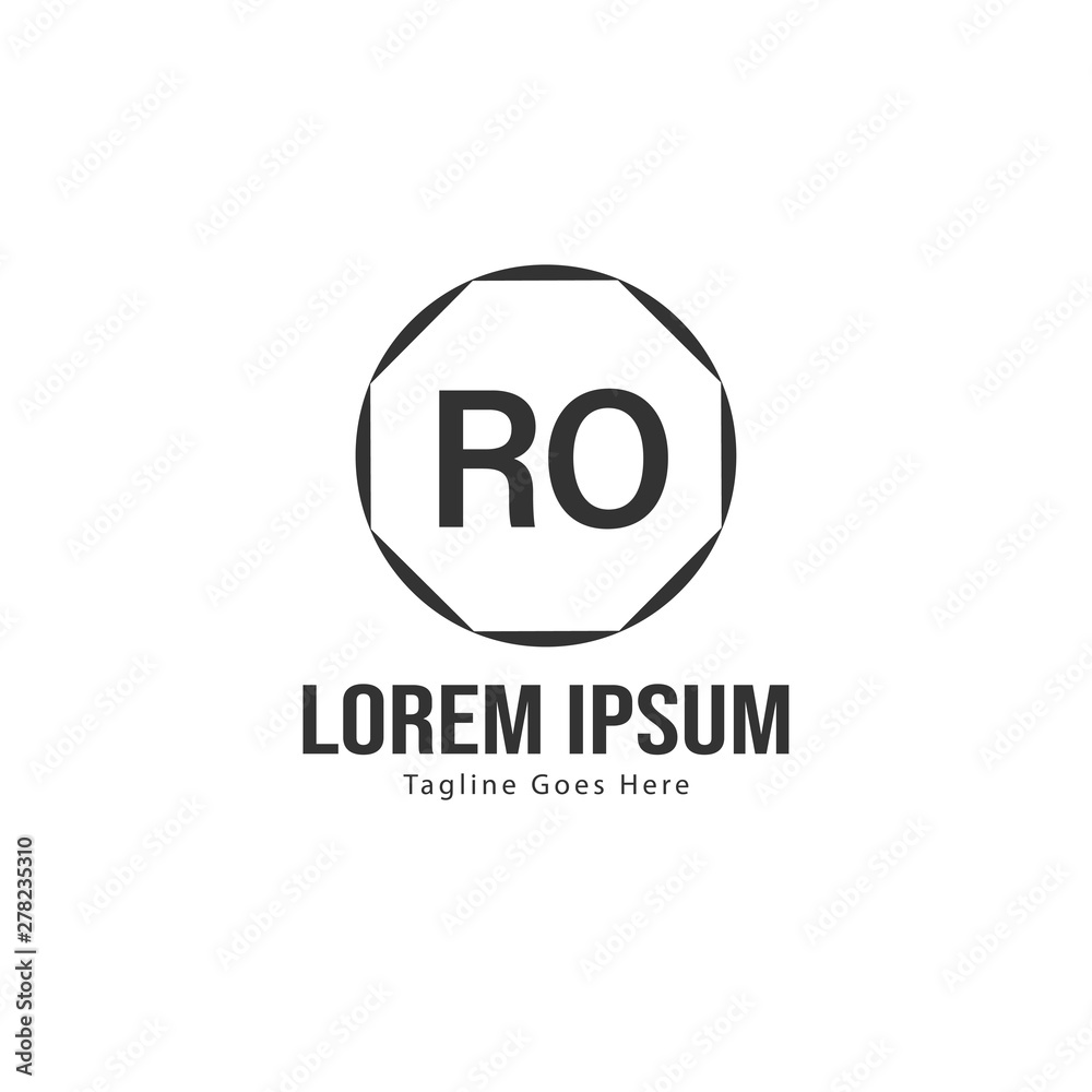 Initial RO logo template with modern frame. Minimalist RO letter logo vector illustration Initial RO logo template with modern frame. Minimalist RO letter logo vector illustration