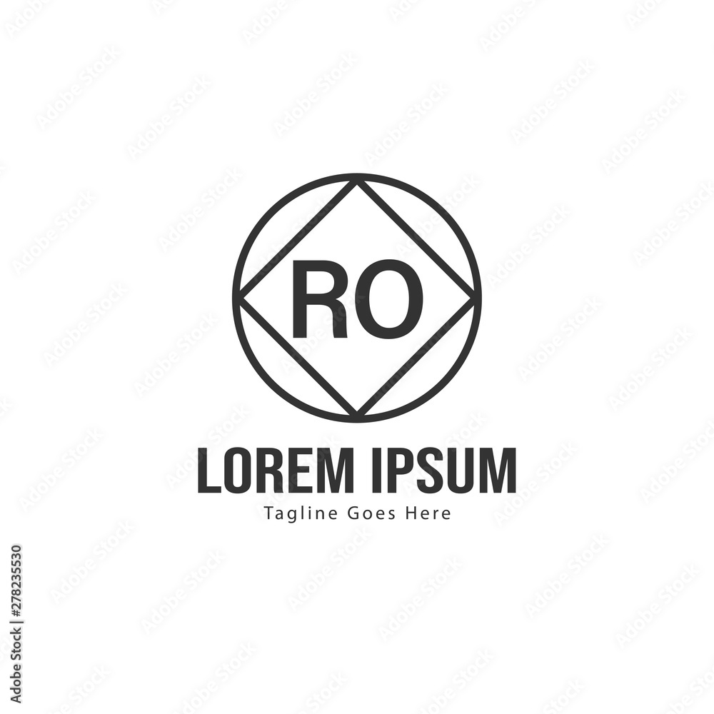 Initial RO logo template with modern frame. Minimalist RO letter logo vector illustration