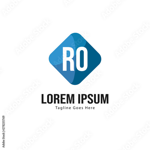 Initial RO logo template with modern frame. Minimalist RO letter logo vector illustration