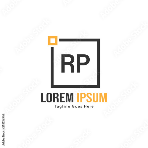 Initial RP logo template with modern frame. Minimalist RP letter logo vector illustration