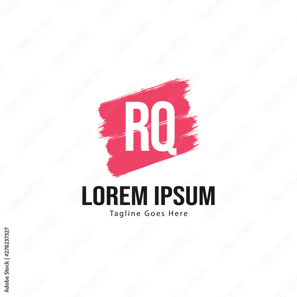 Initial RQ logo template with modern frame. Minimalist RQ letter logo vector illustration