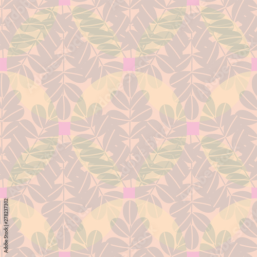 A seamless vector pattern with pale leaves shapes. Surface print design.
