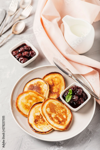 pancakes and cherry jam