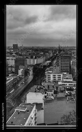 window view of a big city street