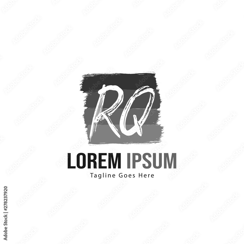 Initial RQ logo template with modern frame. Minimalist RQ letter logo vector illustration