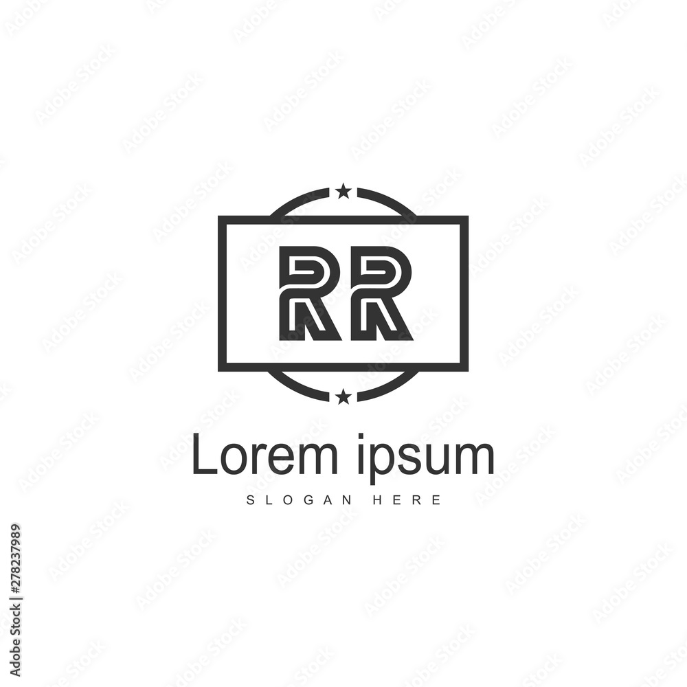 Initial RR logo template with modern frame. Minimalist RR letter logo vector illustration