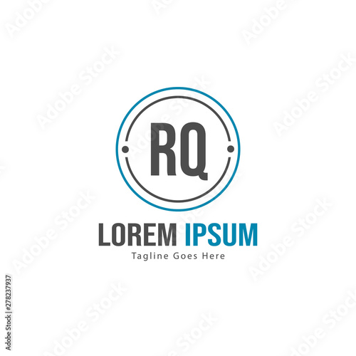 Initial RQ logo template with modern frame. Minimalist RQ letter logo vector illustration
