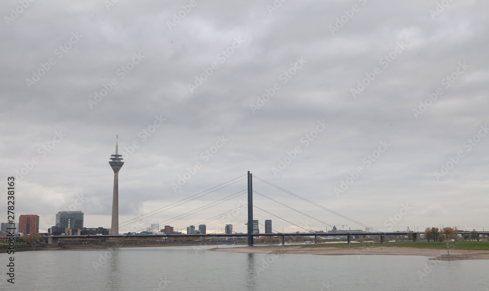 City of Dusseldorf Germany River Rhine TV tower