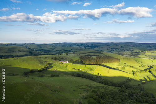 Rolling Hills of Green Farming Fields in UK