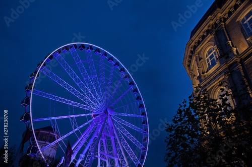Dusseldorf at night Germany. Fair. Ferriswheel