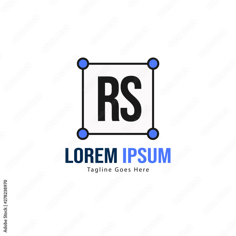 Initial RS logo template with modern frame. Minimalist RS letter logo vector illustration