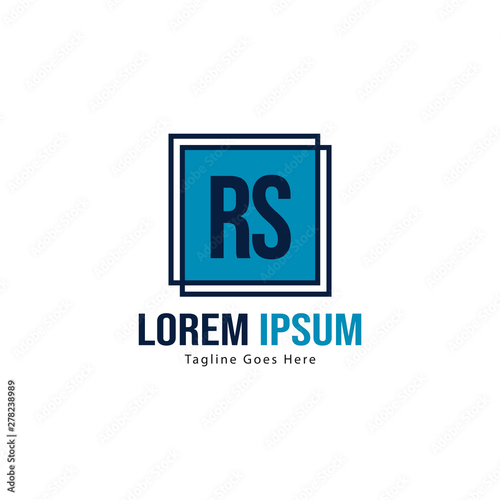 Initial RS logo template with modern frame. Minimalist RS letter logo vector illustration