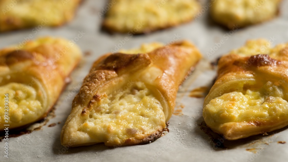 Puff pastry cheesecakes serve as a delicious sweetness for coffee or tea.