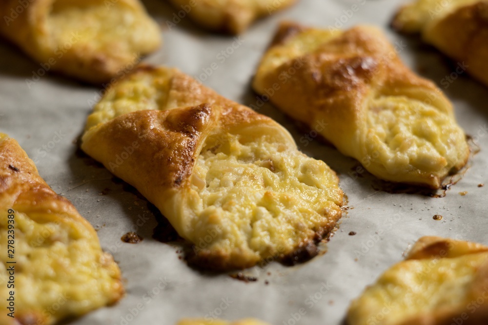 Puff pastry cheesecakes serve as a delicious sweetness for coffee or tea.