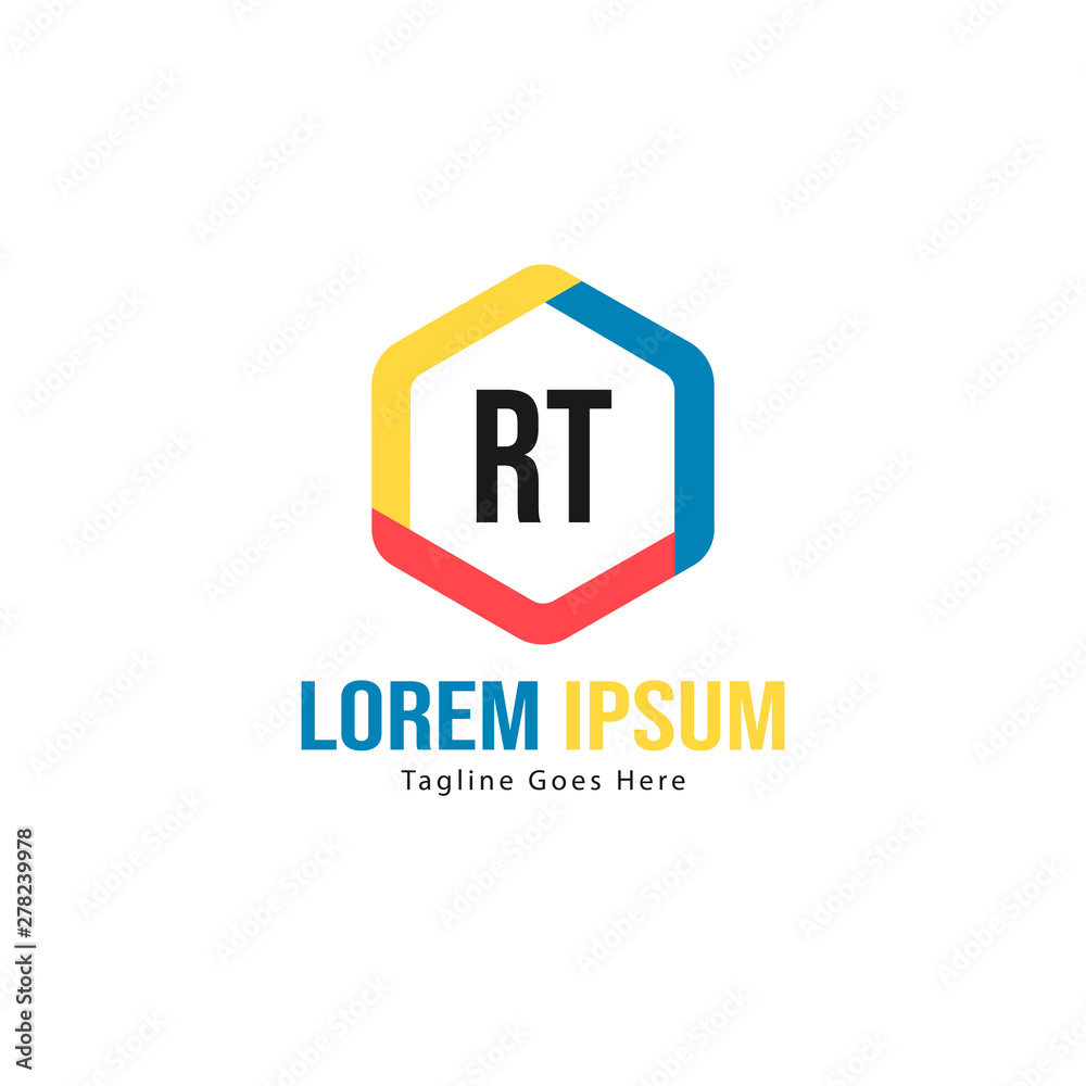 Fototapeta premium Initial RT logo template with modern frame. Minimalist RT letter logo vector illustration