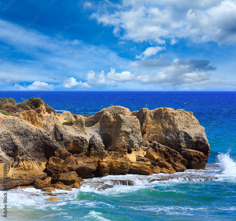Atlantic rocky coast view (Algarve, Portugal). Atlantic rocky coast view (Algarve, Portugal).