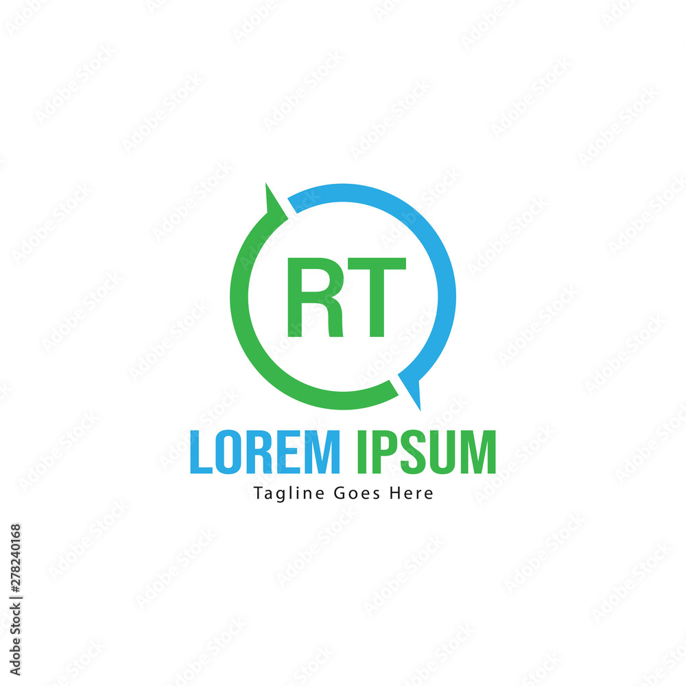 Initial RT logo template with modern frame. Minimalist RT letter logo vector illustration Initial RT logo template with modern frame. Minimalist RT letter logo vector illustration