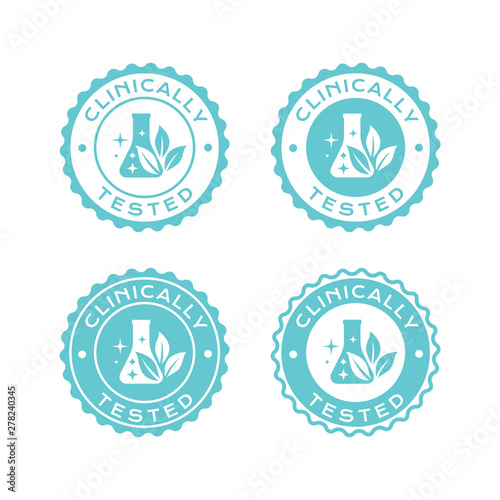 Clinically tested badges set. Hypoallergenic skin care labels collection.