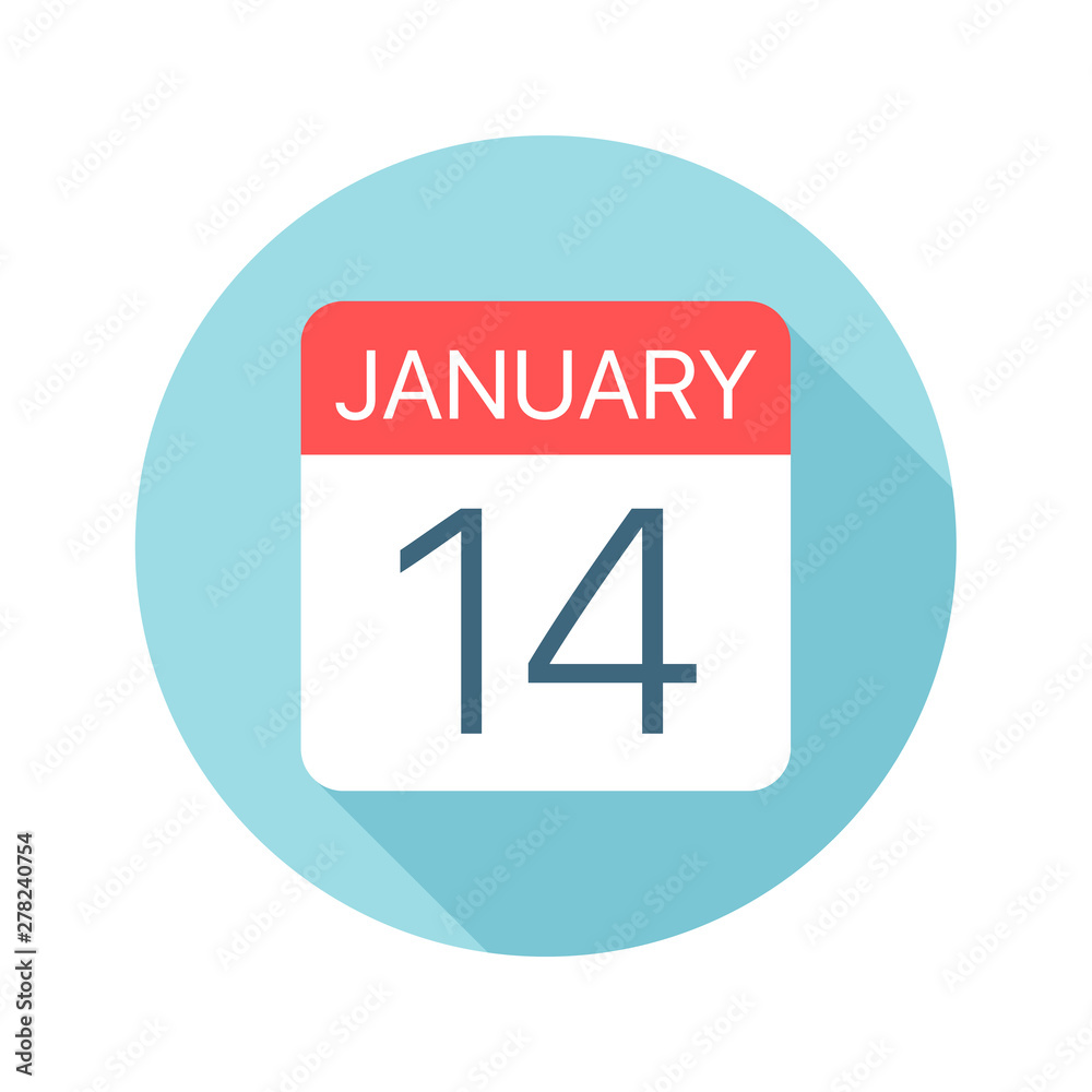 Fototapeta premium January 14 - Calendar Icon. Vector illustration of one day of month