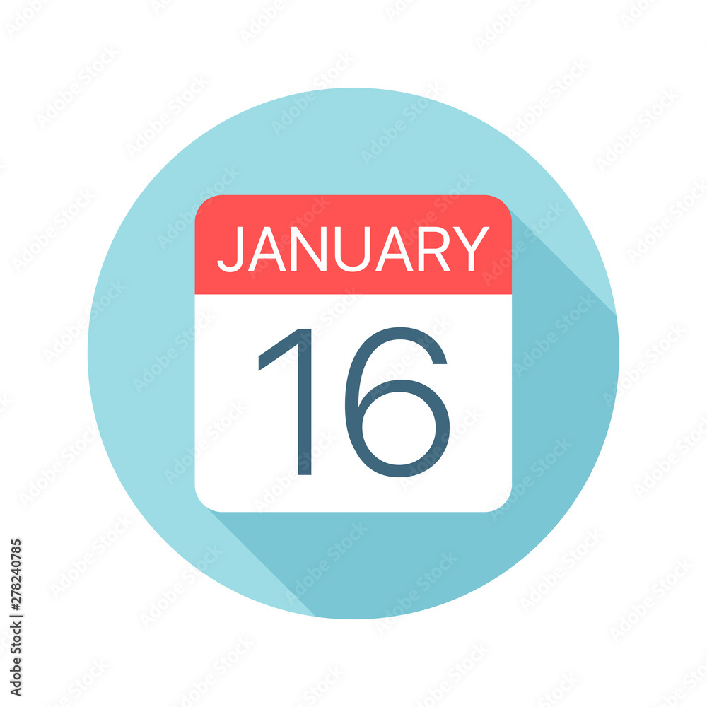 January 16 - Calendar Icon. Vector illustration of one day of month January 16 - Calendar Icon. Vector illustration of one day of month