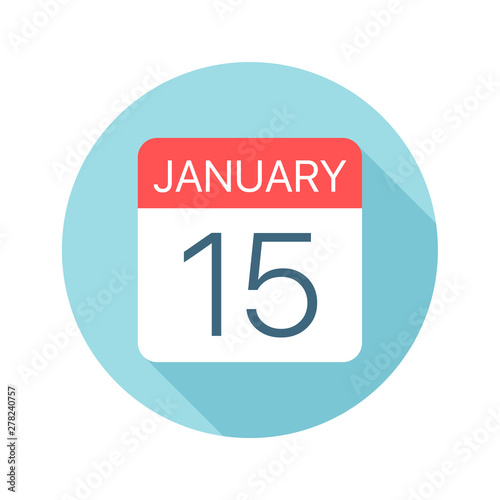 January 15 - Calendar Icon. Vector illustration of one day of month