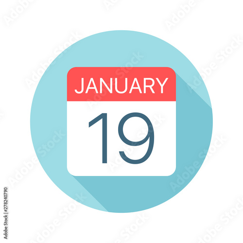 January 19 - Calendar Icon. Vector illustration of one day of month