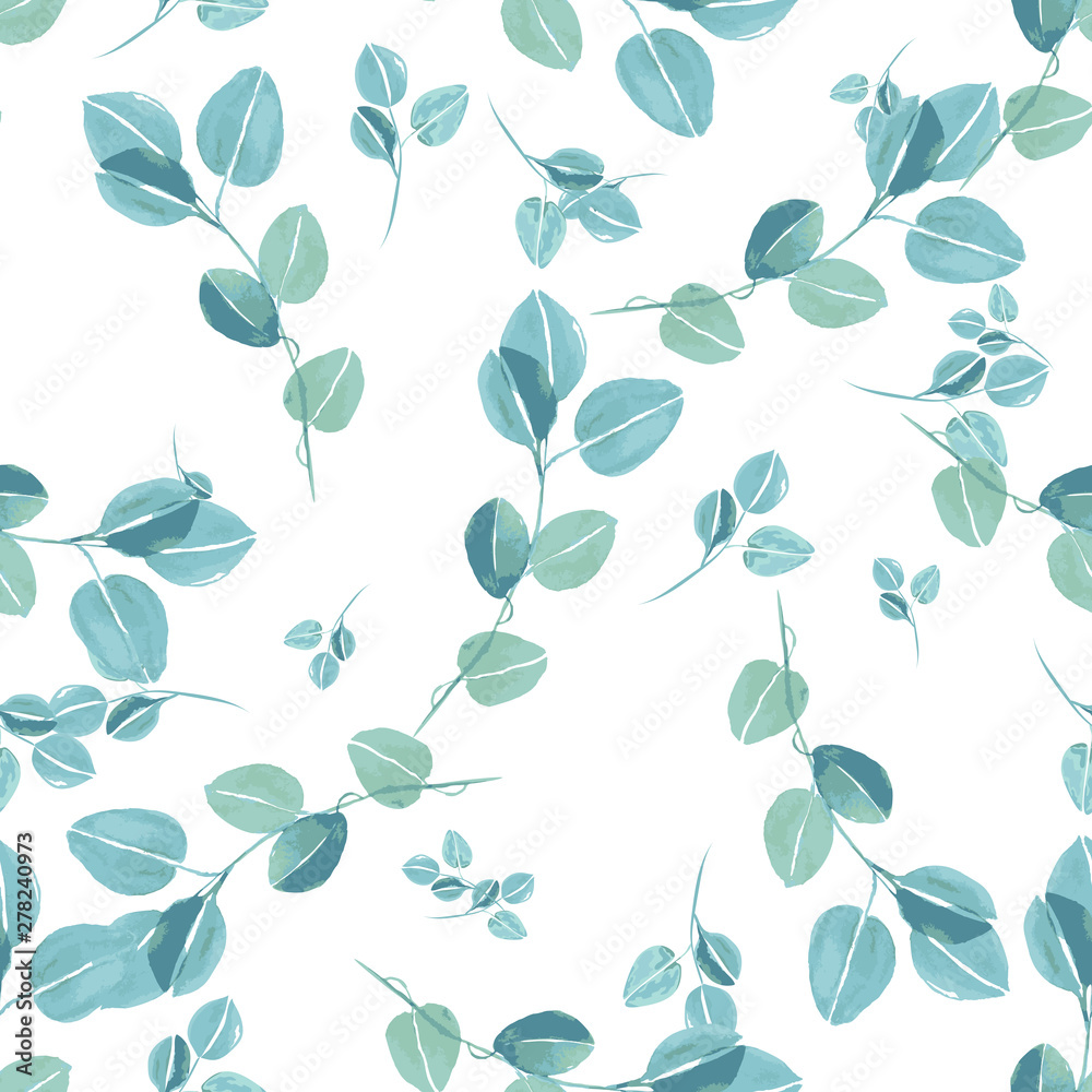 Obraz Trendy foliage eucalyptus pattern, great design for any purposes. Botanical vector illustration.