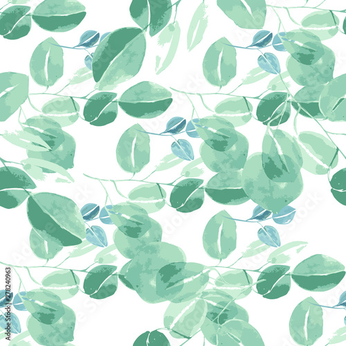 Trendy foliage eucalyptus pattern  great design for any purposes. Botanical vector illustration.