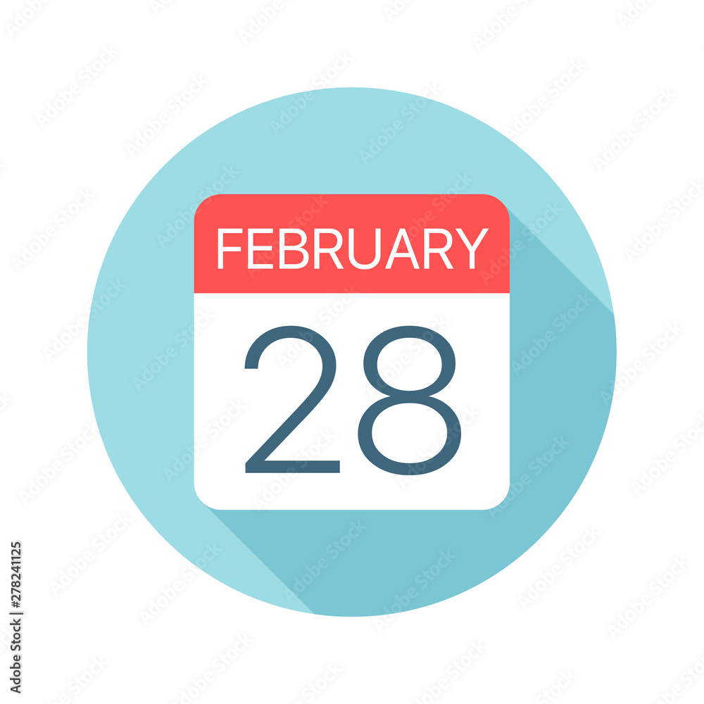February 28 - Calendar Icon. Vector illustration of one day of month February 28 - Calendar Icon. Vector illustration of one day of month