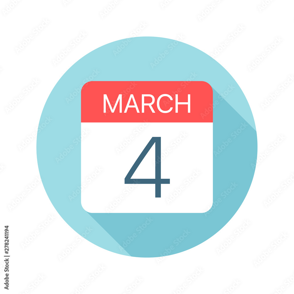 March 4 - Calendar Icon. Vector illustration of one day of month March 4 - Calendar Icon. Vector illustration of one day of month