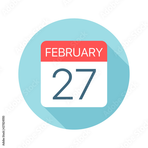 February 27 - Calendar Icon. Vector illustration of one day of month