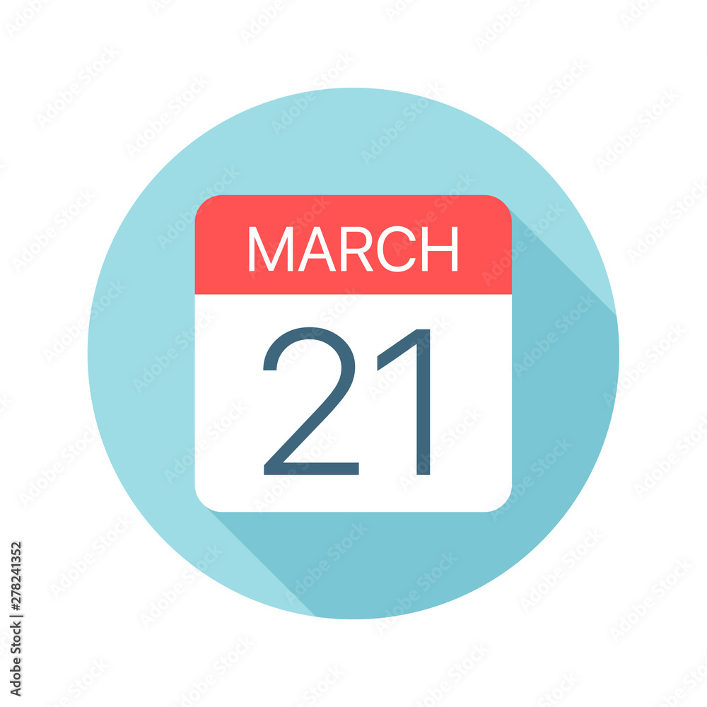 March 21 - Calendar Icon. Vector illustration of one day of month March 21 - Calendar Icon. Vector illustration of one day of month