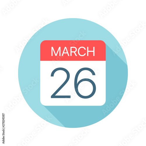 March 26 - Calendar Icon. Vector illustration of one day of month