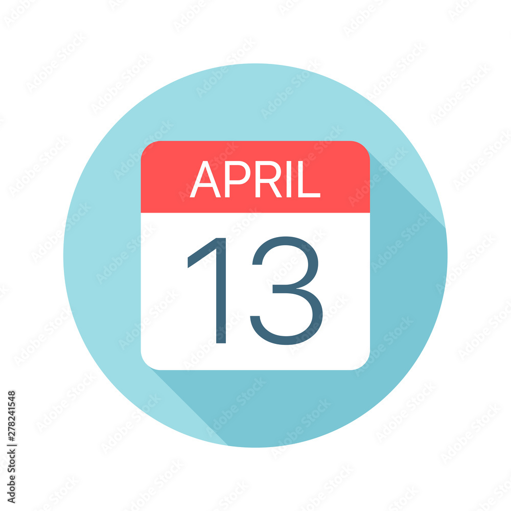 April 13 - Calendar Icon. Vector illustration of one day of month April 13 - Calendar Icon. Vector illustration of one day of month