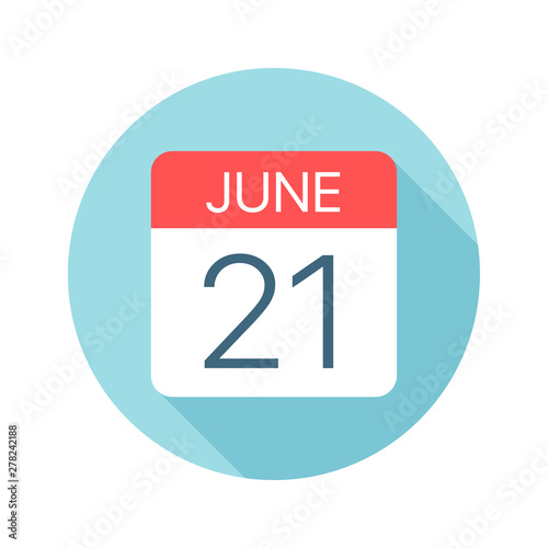 June 21 - Calendar Icon. Vector illustration of one day of month