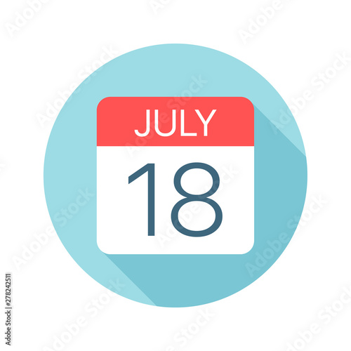 July 18 - Calendar Icon. Vector illustration of one day of month