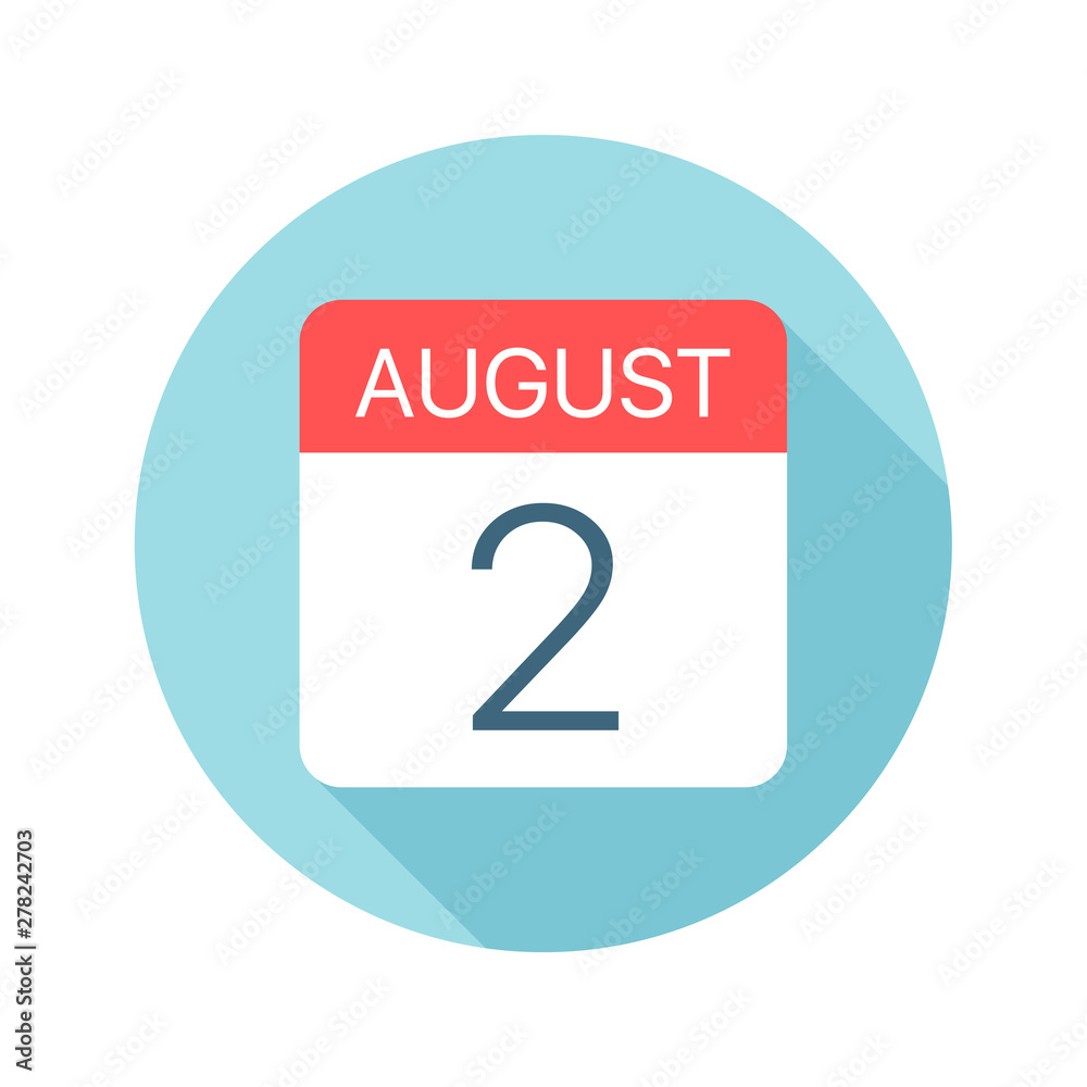 August 2 - Calendar Icon. Vector illustration of one day of month August 2 - Calendar Icon. Vector illustration of one day of month