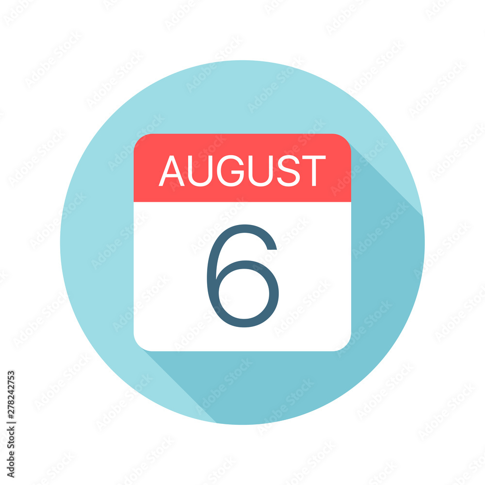 August 6 - Calendar Icon. Vector illustration of one day of month August 6 - Calendar Icon. Vector illustration of one day of month