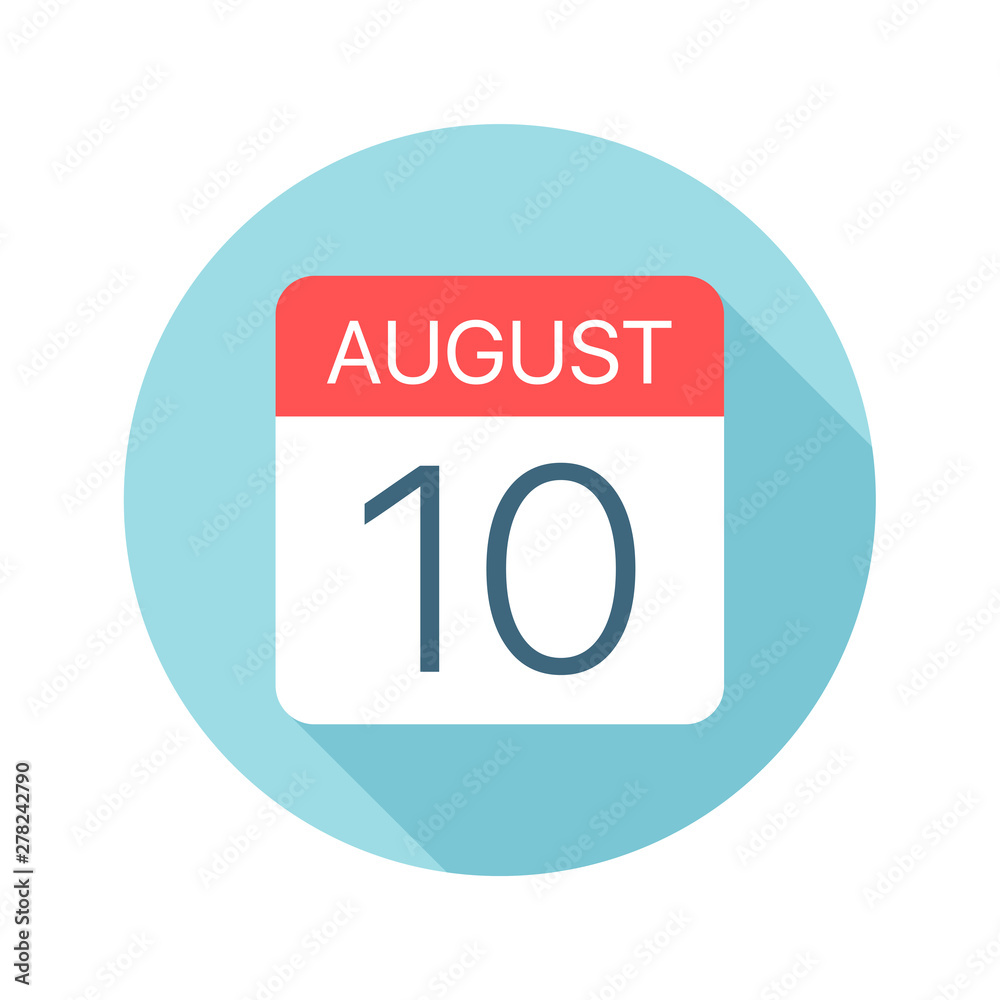 August 10 - Calendar Icon. Vector illustration of one day of month August 10 - Calendar Icon. Vector illustration of one day of month