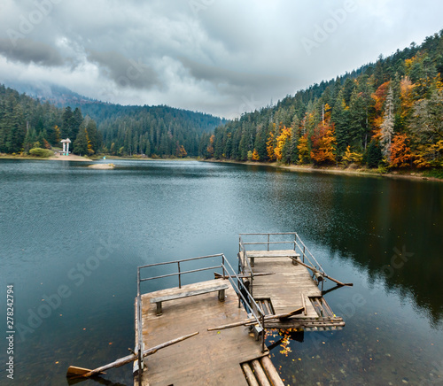 Lake Synevyr autumn view. photo