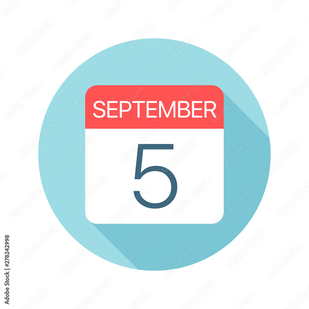 September 5 - Calendar Icon. Vector illustration of one day of month September 5 - Calendar Icon. Vector illustration of one day of month
