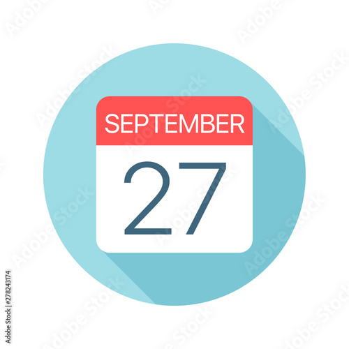 September 27 - Calendar Icon. Vector illustration of one day of month