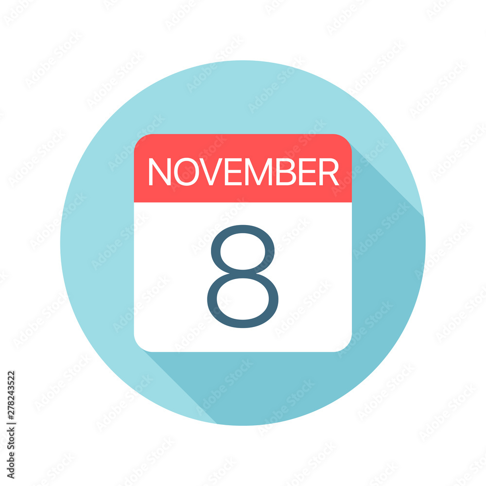 November 8 - Calendar Icon. Vector illustration of one day of month November 8 - Calendar Icon. Vector illustration of one day of month