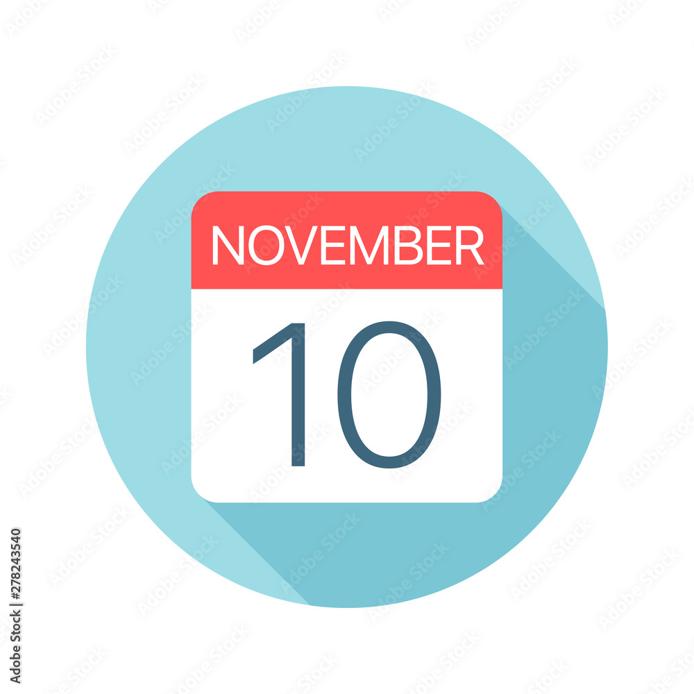 November 10 - Calendar Icon. Vector illustration of one day of month
