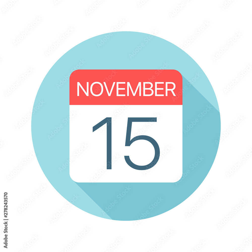 November 15 - Calendar Icon. Vector illustration of one day of month November 15 - Calendar Icon. Vector illustration of one day of month
