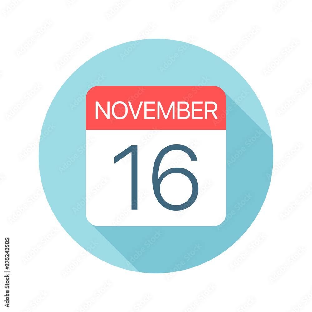 November 16 - Calendar Icon. Vector illustration of one day of month November 16 - Calendar Icon. Vector illustration of one day of month