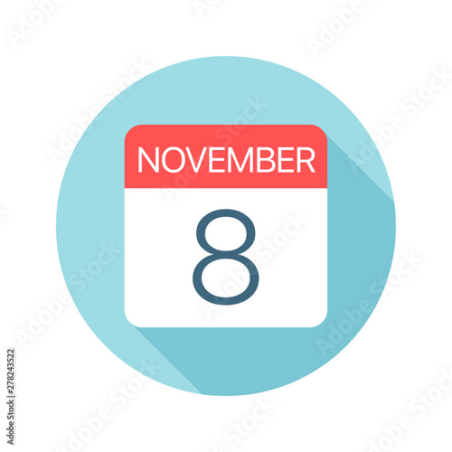 November 8 - Calendar Icon. Vector illustration of one day of month