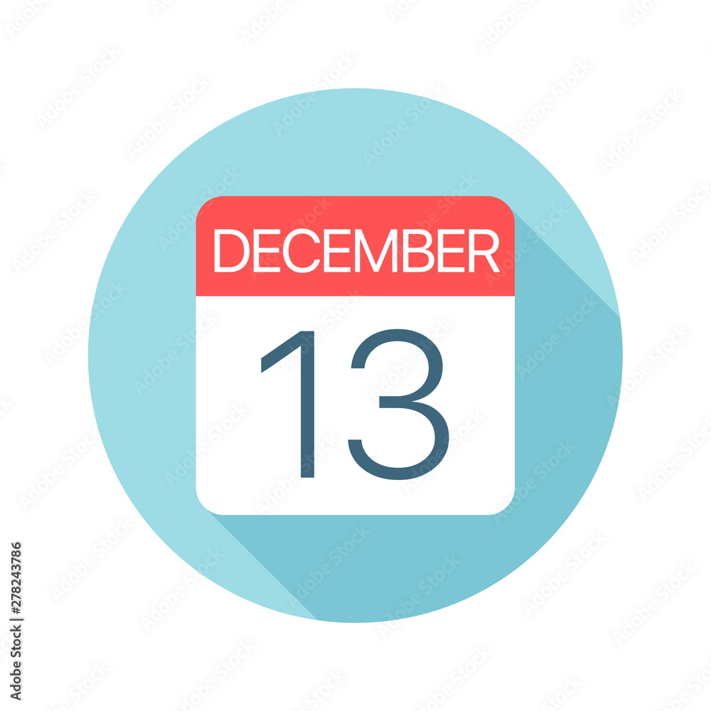 December 13 - Calendar Icon. Vector illustration of one day of month December 13 - Calendar Icon. Vector illustration of one day of month