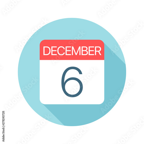 December 6 - Calendar Icon. Vector illustration of one day of month